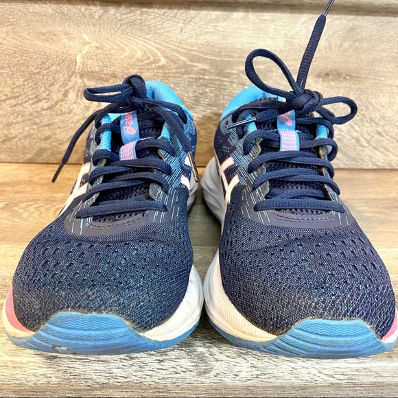 Asics Women Gel-Excite 7 Running Shoes Amplifoam LaceUp Blue/White/Pink 1012A875 - Picture 6 of 12